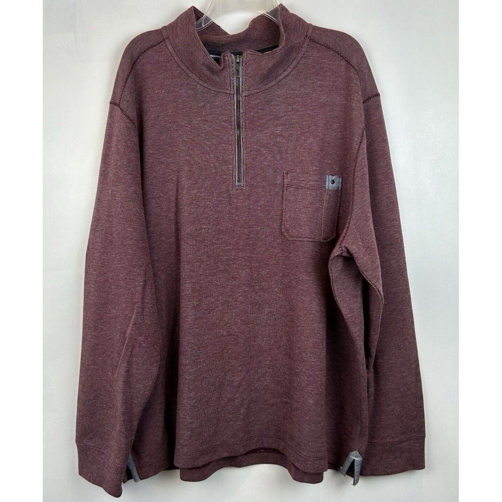 Tommy Bahama Sweatshirt Mens XXL Quarter Zip Pullover 2XL Shirt Burgundy